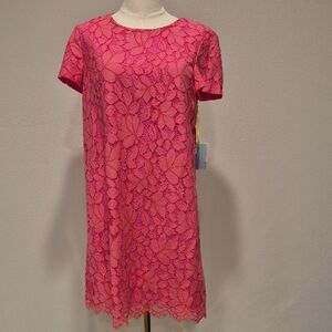 NWT CeCe Vibrant Pink Lace Dress